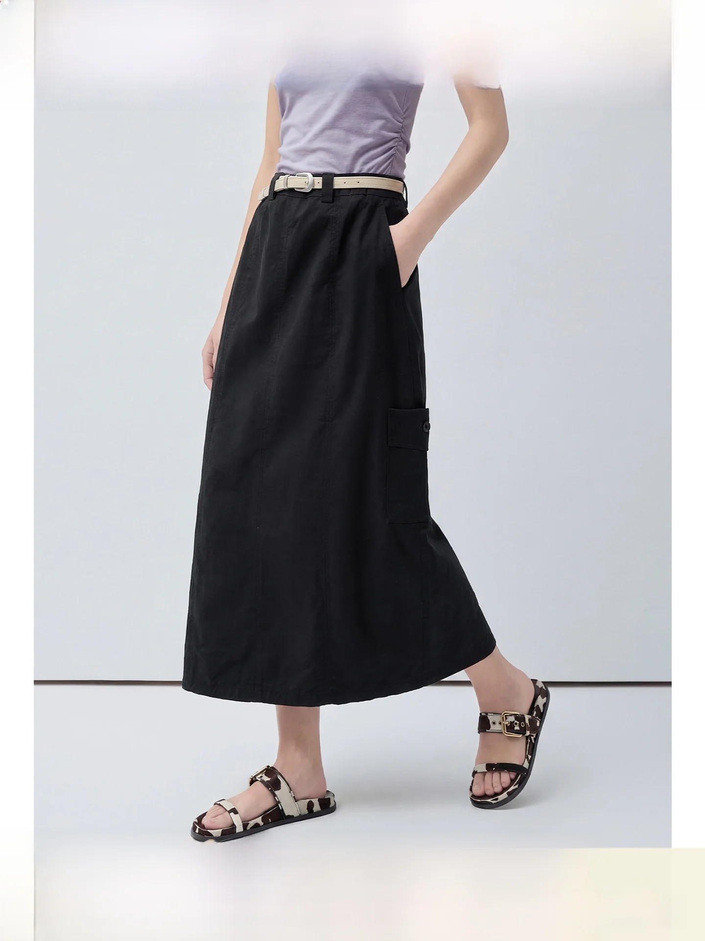 

Юбка-миди с высокой талией и прямыми штанинами в рабочем стиле для полных женщин, летняя новинка, стройнящая длинная юбка для повседневной носки и офиса