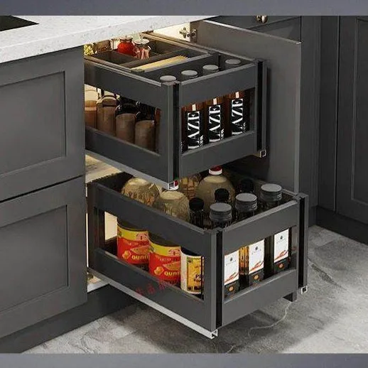 Strict selection - kitchen seasoning basket space aluminum drawer seasoning basket kitchen drawer basket middle