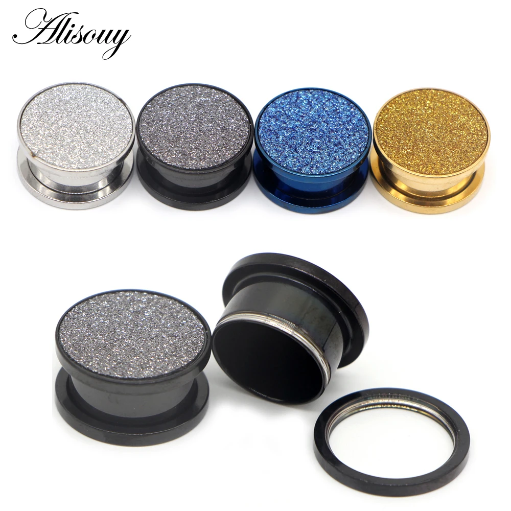2 Pieces 6mm-25mm Punk Scrub Ear Plug Tunnel Screw Fit Expansion Ear Stretcher Fresh Tunnel Gauges Body Piercing Jewelry