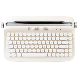 YUNZII ACTTO B303 Ivory Butter Retro Wireless Bluetooth Typewriter Aesthetic Keyboard with Integrated Stand for Multi-Device