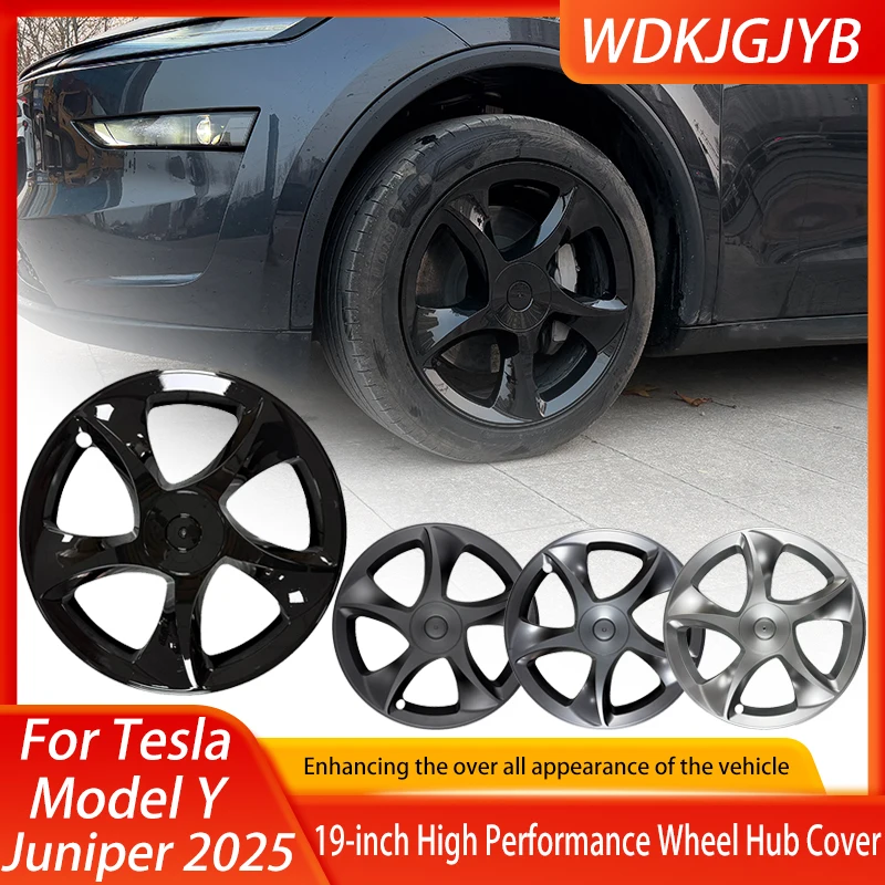 

19-дюймовые колпаки для Tesla Model Y Juniper 2025, 4 шт., сменная крышка колеса, автомобильная крышка ступицы, полный обод, аксессуары
