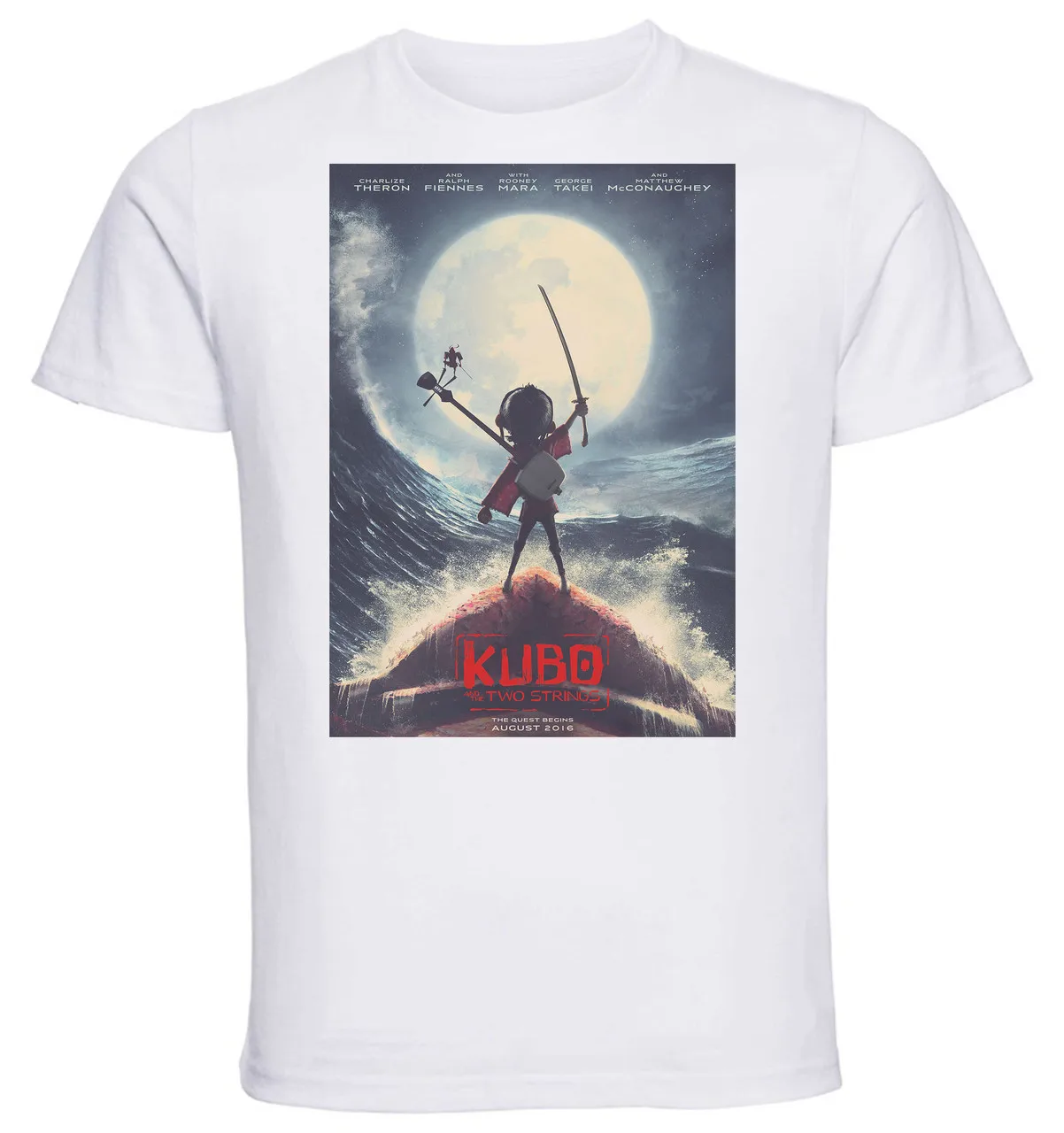 T-shirt Unisex White Playbill Film Kubo And The Two Strings