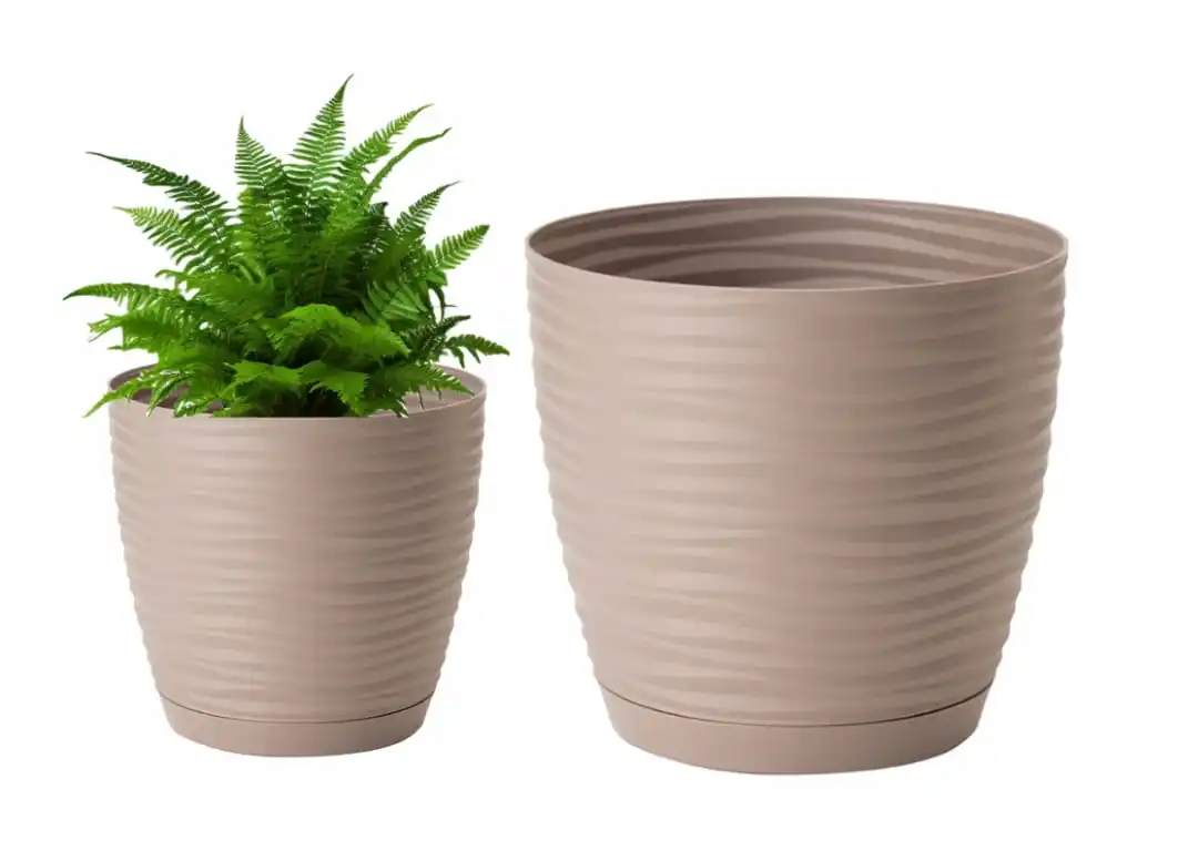 Bloempot met standaard kunststof beige 16,7x15,4 cm Sahara