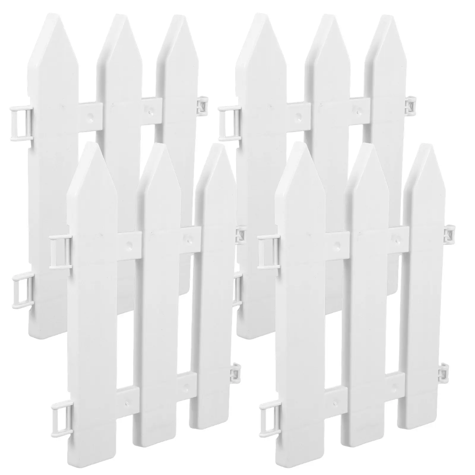 4Pcs Plastic Fence Yard Fence Garden Edging Outdoor White Decorative Borders Courtyard Gate Yard Insert