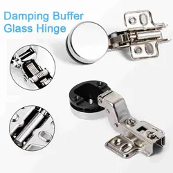 2PCS Home No Hole Interior Hardware Furniture Supplies Cabinet  Hinge Clip Glass Door Hinge Window Accessories