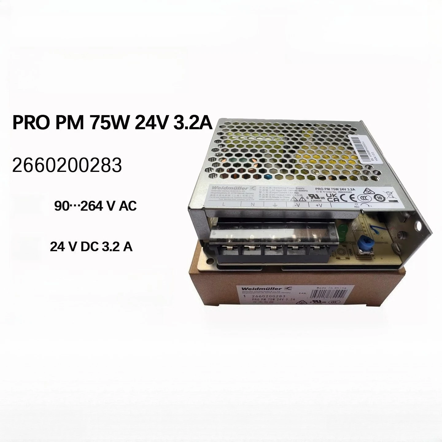 

Weidmuller 2660200283 PRO PM 75W 24V 3.2A Switching Power Supply DC Flat Panel