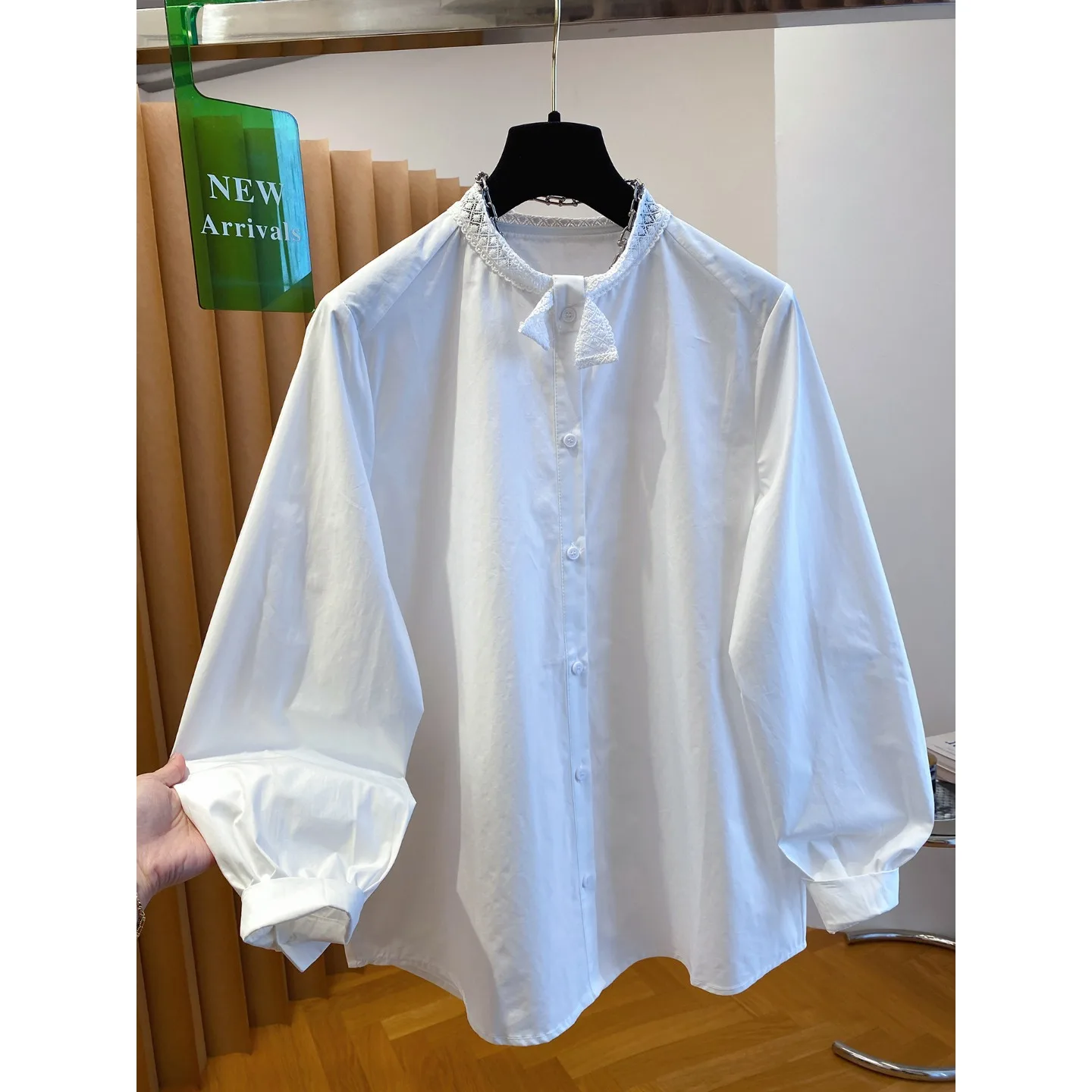 

Loose Women's Shirt Korean Style Lazy Fashion Lace Splicing Long Sleeve Spring Autumn New Arrival Outerwear Top