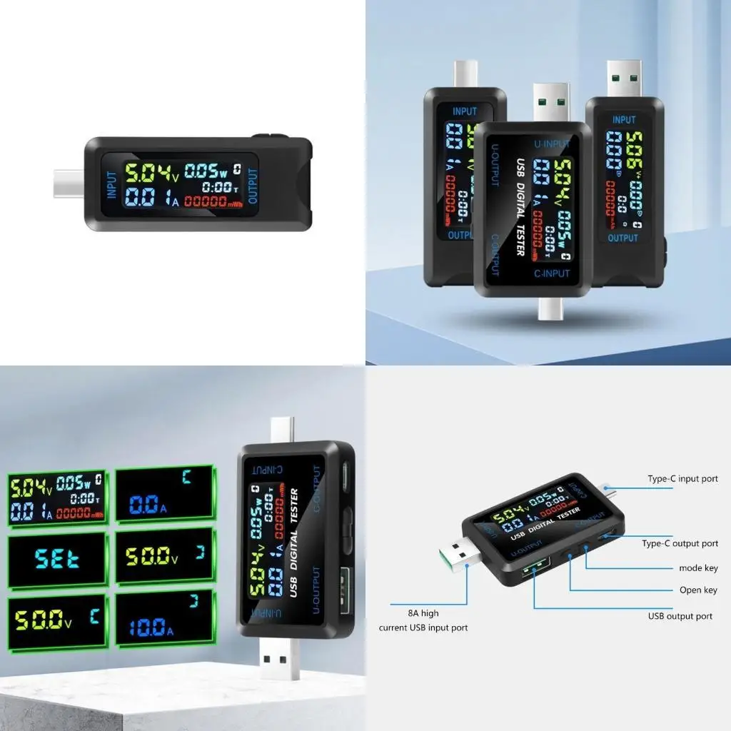 

R9UF USB цифровой ЖК -дисплей Зарядные устройства Detector Detector Test Tecktage Tester напряжения