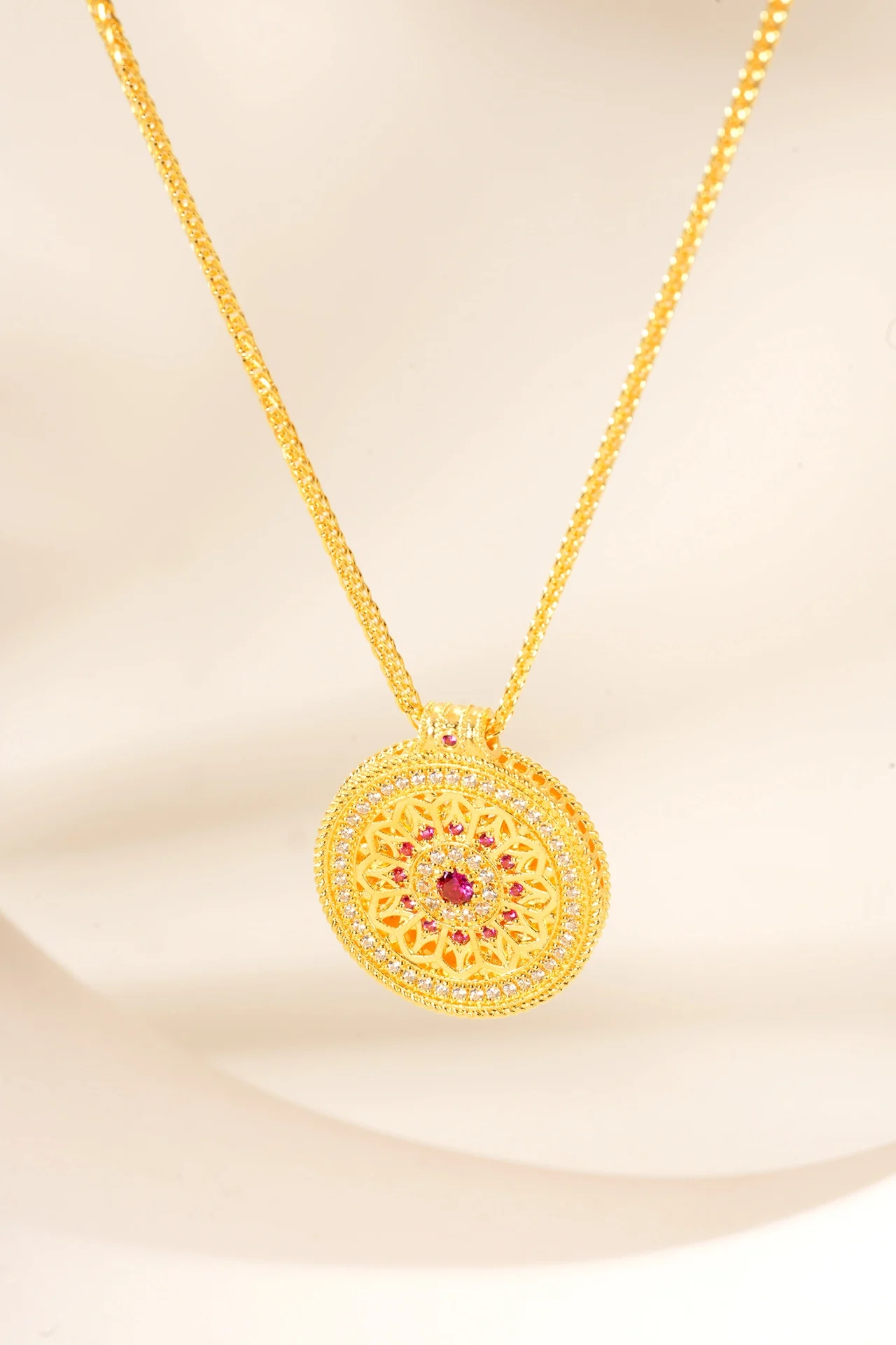 

LIUM GEMS 24k Gold Vermeil Rose Pendant Necklace Romantic Vintage Jewelry Gift for Her |Anniversary, Valentine| 24K Over Silver