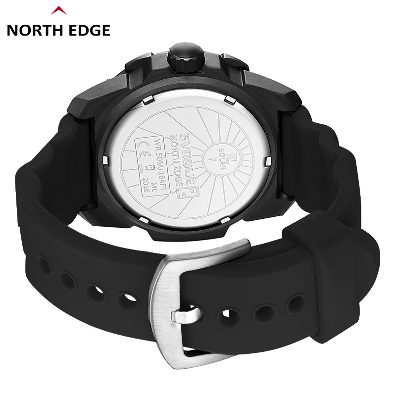 NORTH EDGE EVOQUE 2 Men Digital Military Watch Waterproof 50M Men\'s Sport Wristwatches Solar Power Luminous Enviormentally Clock