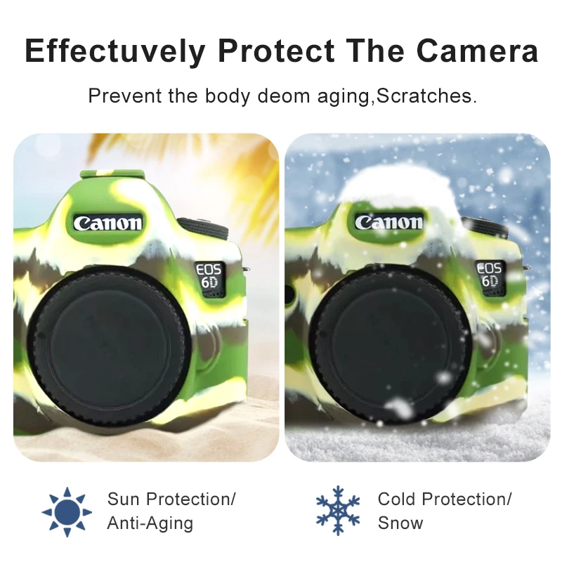 Soft Canon EOS 6D ซิลิโคนกระเป๋ากล้องซิลิโคนกรณีกระเป๋ากล้องยางสำหรับ Canon 6D ป้องกันปกป้องตัวเครื่อง