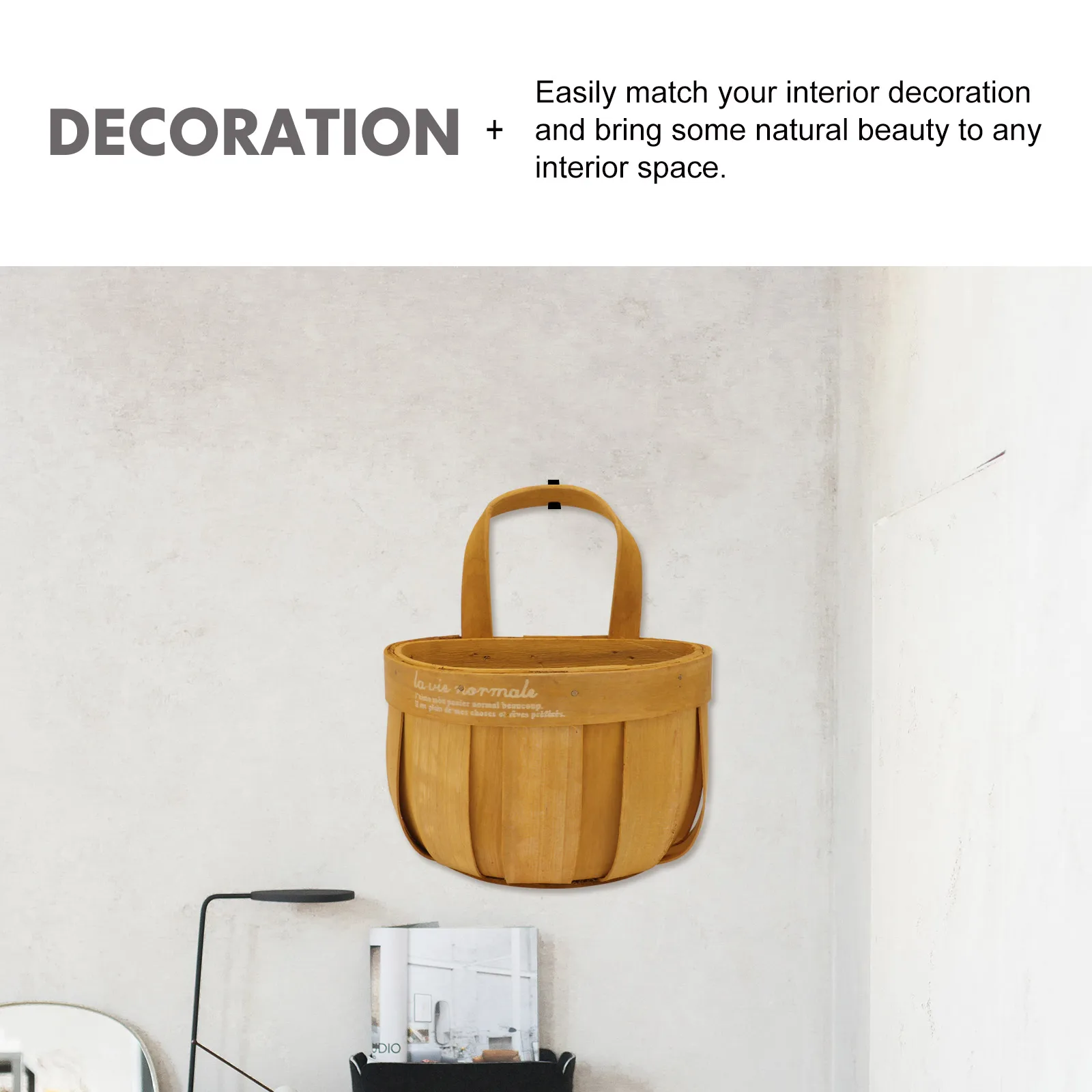 

2pcs Hanging Storage Basket Weaving Home Decor Holder For Flowerpot Plant Wooden Container Organizer Baskets Wall Mounted
