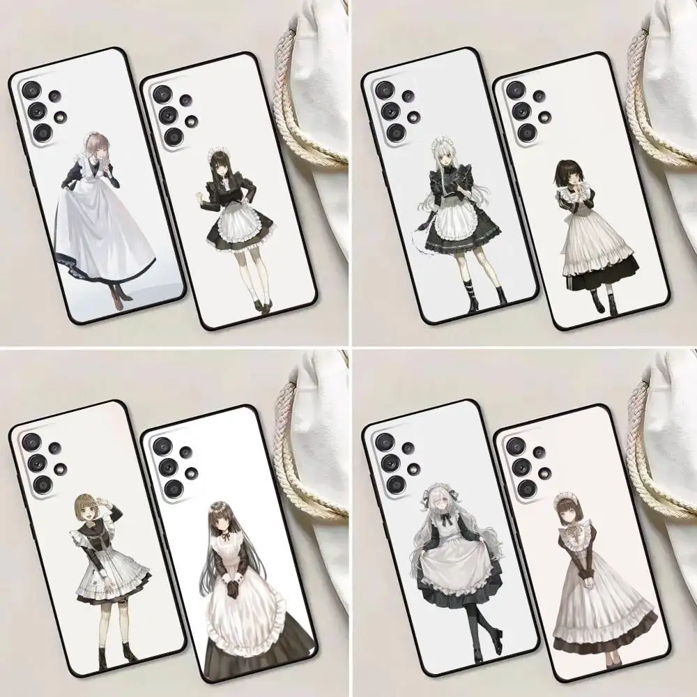 

Maid Cartoon Phone Case For Samsung Galaxy A13,A21s,A22,A31,A32,A52,A53,A71,A80,A91 Soft Black Phone Cover