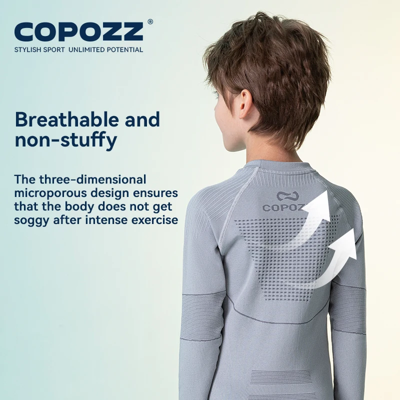 COPOZZ Child Functional Ski Thermal Underwear Perspiration Compression Snowboard Quick Dry Breathable Seamless Knitting Set Kids