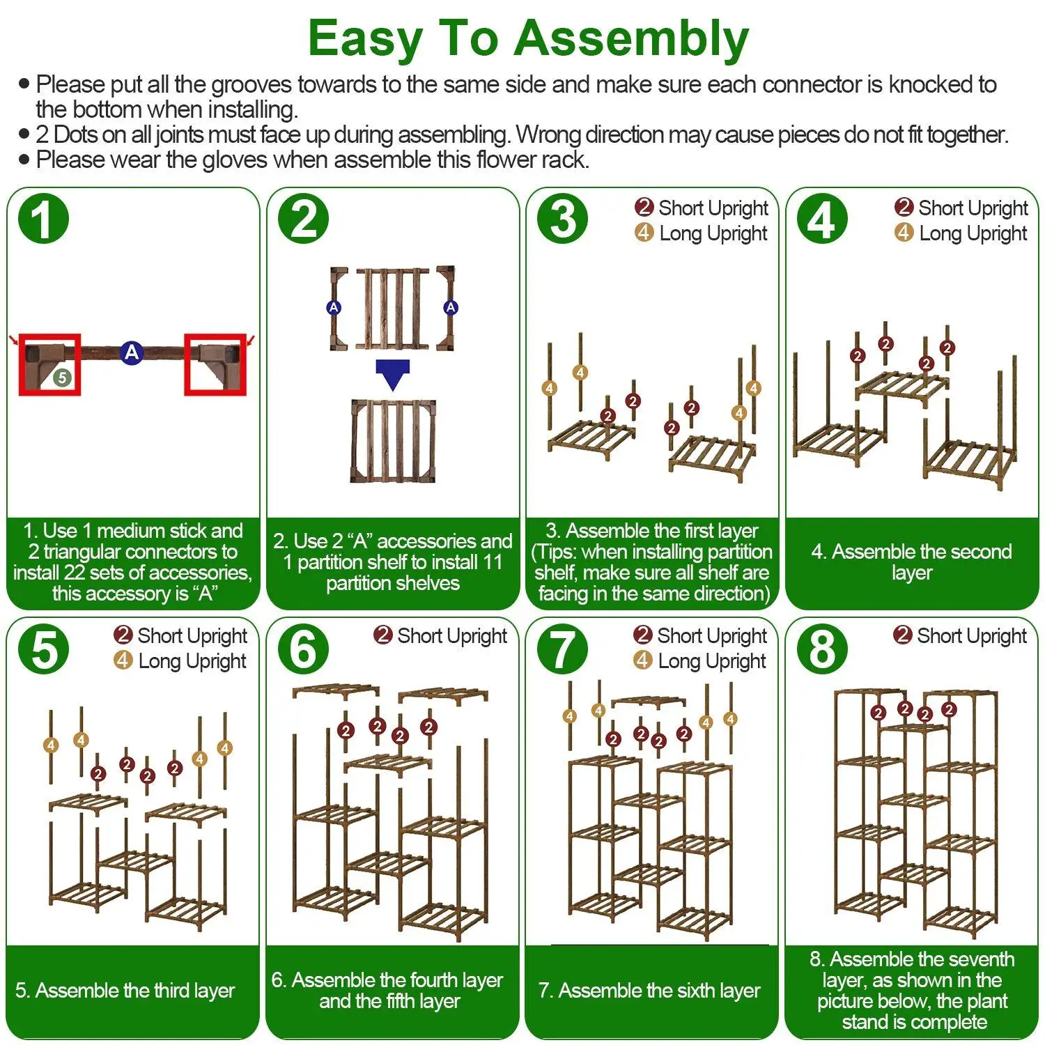 11-Tier Wooden Plant Stand - Multi-Level Potted Flower Display Rack for patio , Balcony & Garden - Vase Holder