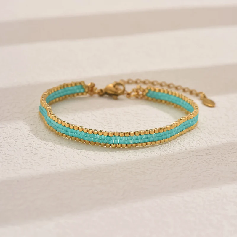 BLUESTAR New Design Multilayer Weave Bracelets For Women Miyuki Beads Adjustable Stainless Steel Chain Bracelet Charm Jewelry