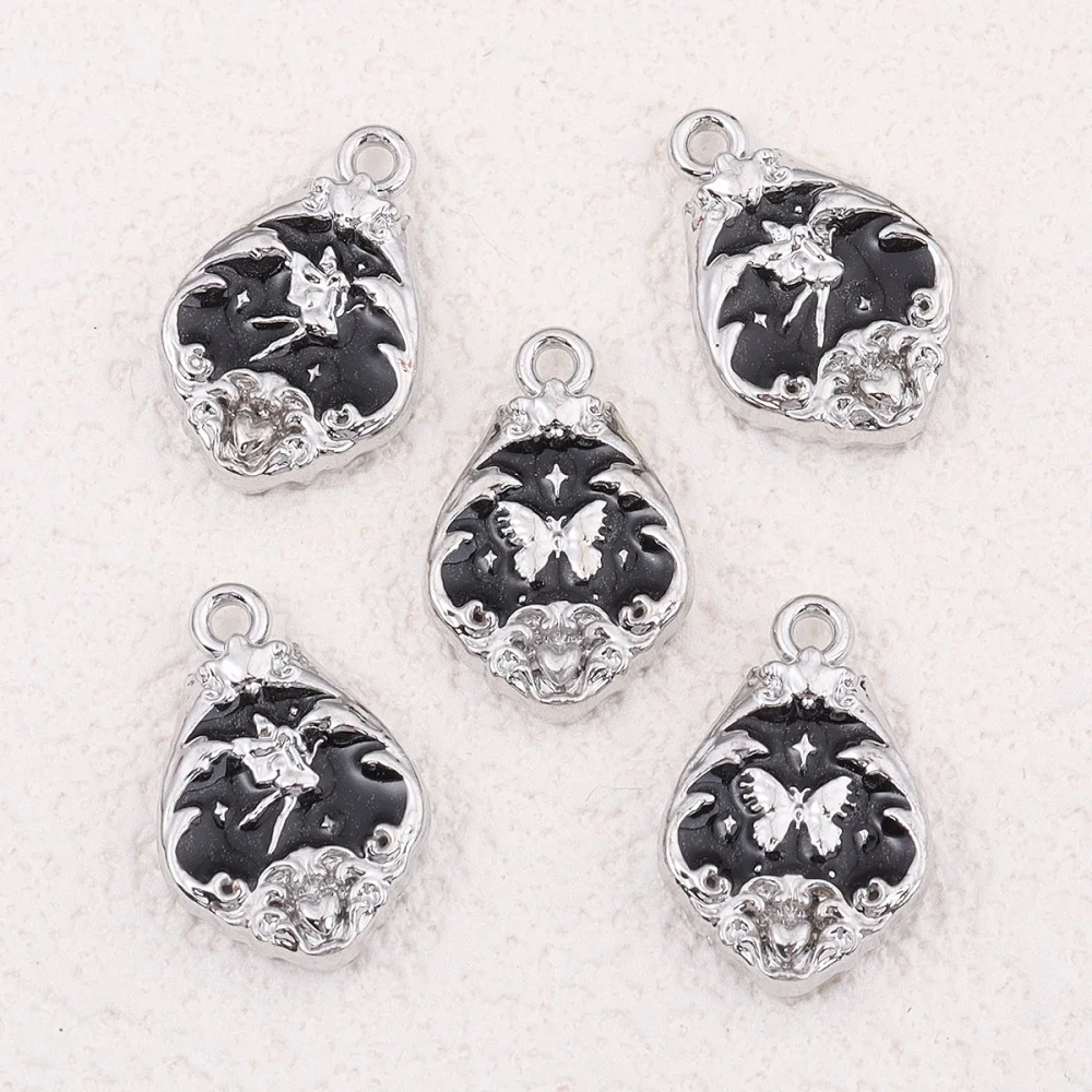 10Pcs Alloy Enamel Mixed Color Cold Wind Angel Butterfly Charms Pendant for Diy Making Necklace Pendant Jewelry and Accessories