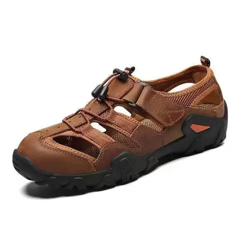Fashion Versatile Men Shoe Retro Men's Sandals New Comfort Non Slip Men Slipper Breathable Male Casual Shoes with Toe Caps