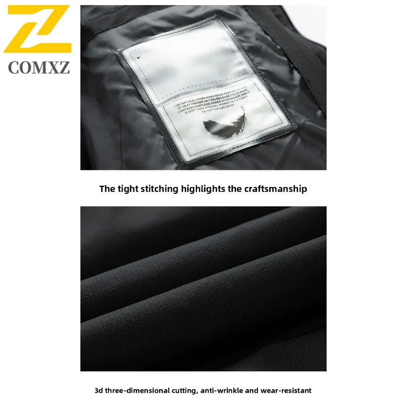 COMXZ أسفل سترة الرجال 2025 الشتاء الأبيض بطة أسفل طويل عمال زي مدرسي أسفل سترة مقاوم للماء يندبروف العمل موحدة