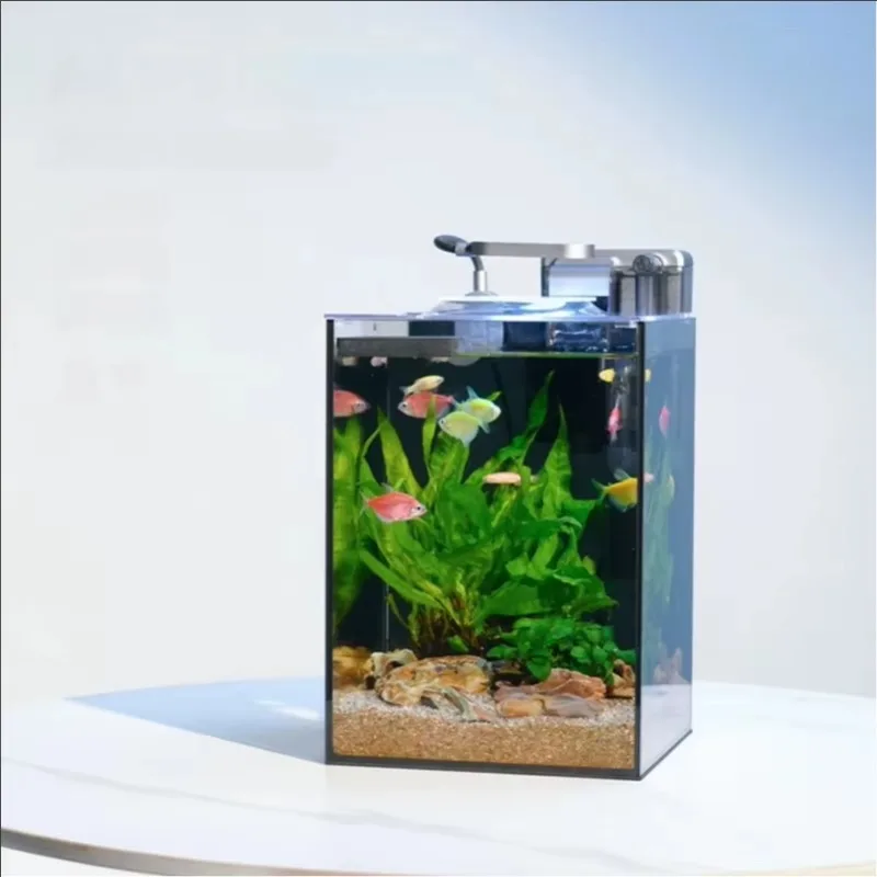 

Aquarium Super White Fish Tank Small Home Office Landscaping Full Set of Self-circulation Free Water Change Small Fish Tank