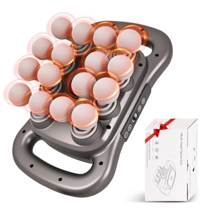 

Электрический массажер для спины 2026, беспроводной, без рук, с 16 насадками, для глубокого массажа тканей, перезаряжаемый, 2600 мАч, с двумя ручками, массажный инструмент