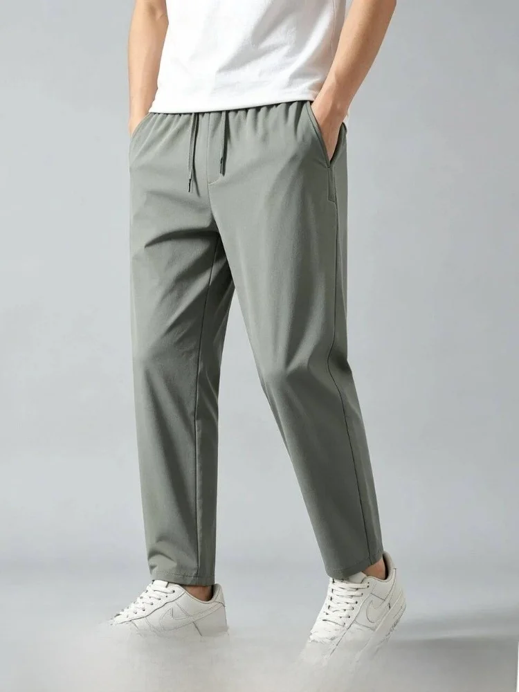 3D Tailored Ice Silk Straight Leg Casual Pants Sun Protection Trousers Youth Fashion Quick Dry Summer Clothing Polyester Nylon