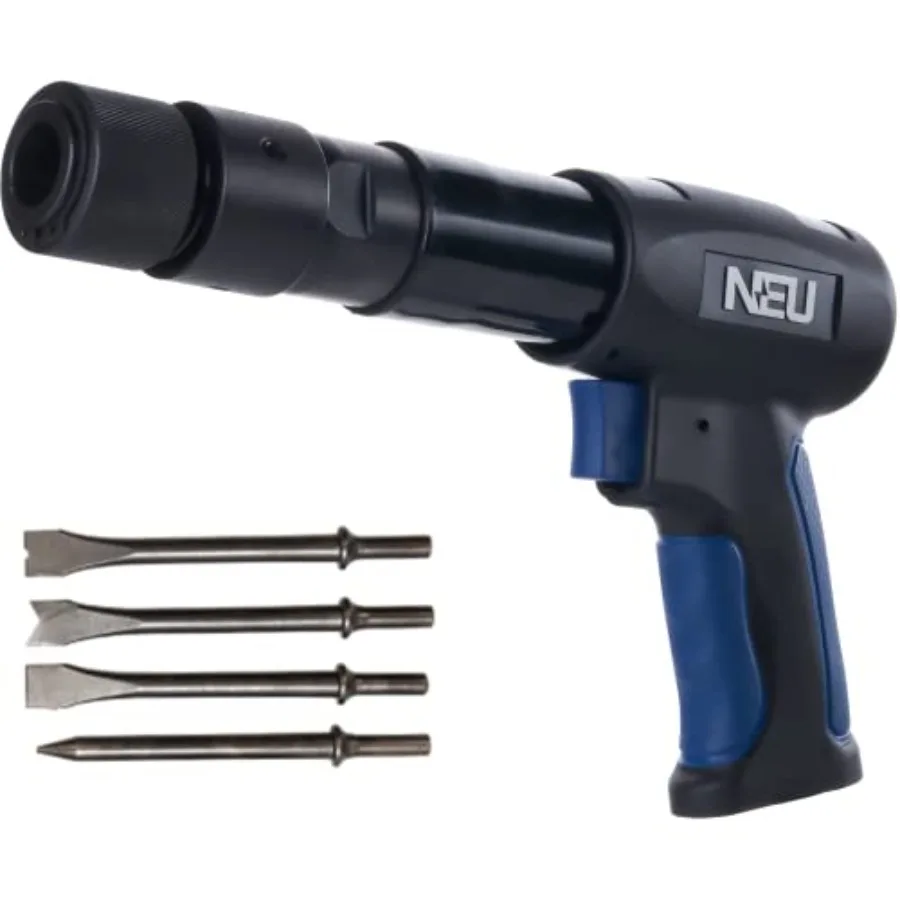 

Air hammer NEU PNEUPACTURE 250mm long barrel air chisel kit with 4pcs chisels quick change retainer 2200bpm front exhaust ideal