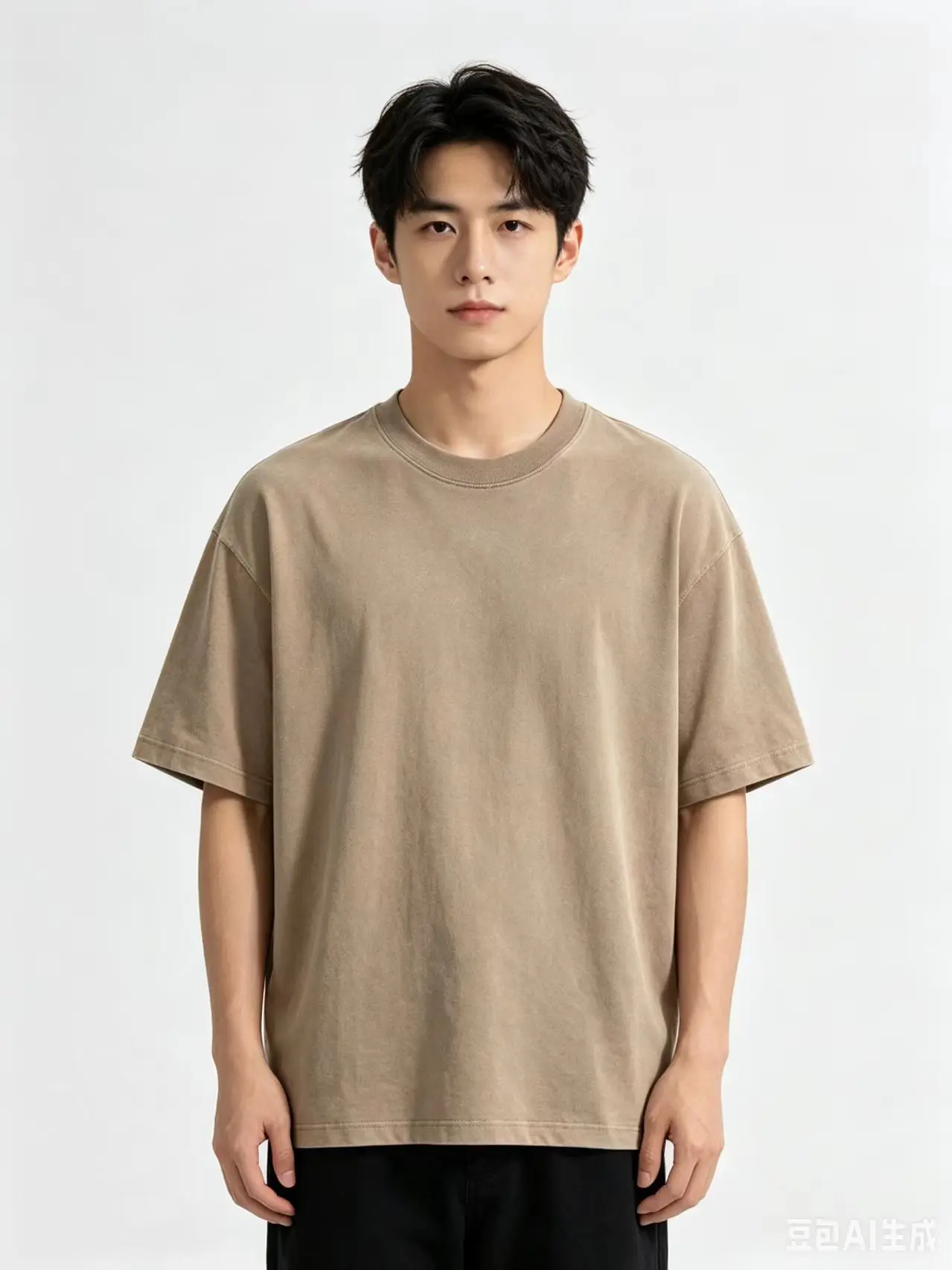 230g Heavyweight Cotton Washed Vintage Men's T-Shirt, Cross-Border Retro Loose Drop-Shoulder Trendy Short Sleeve