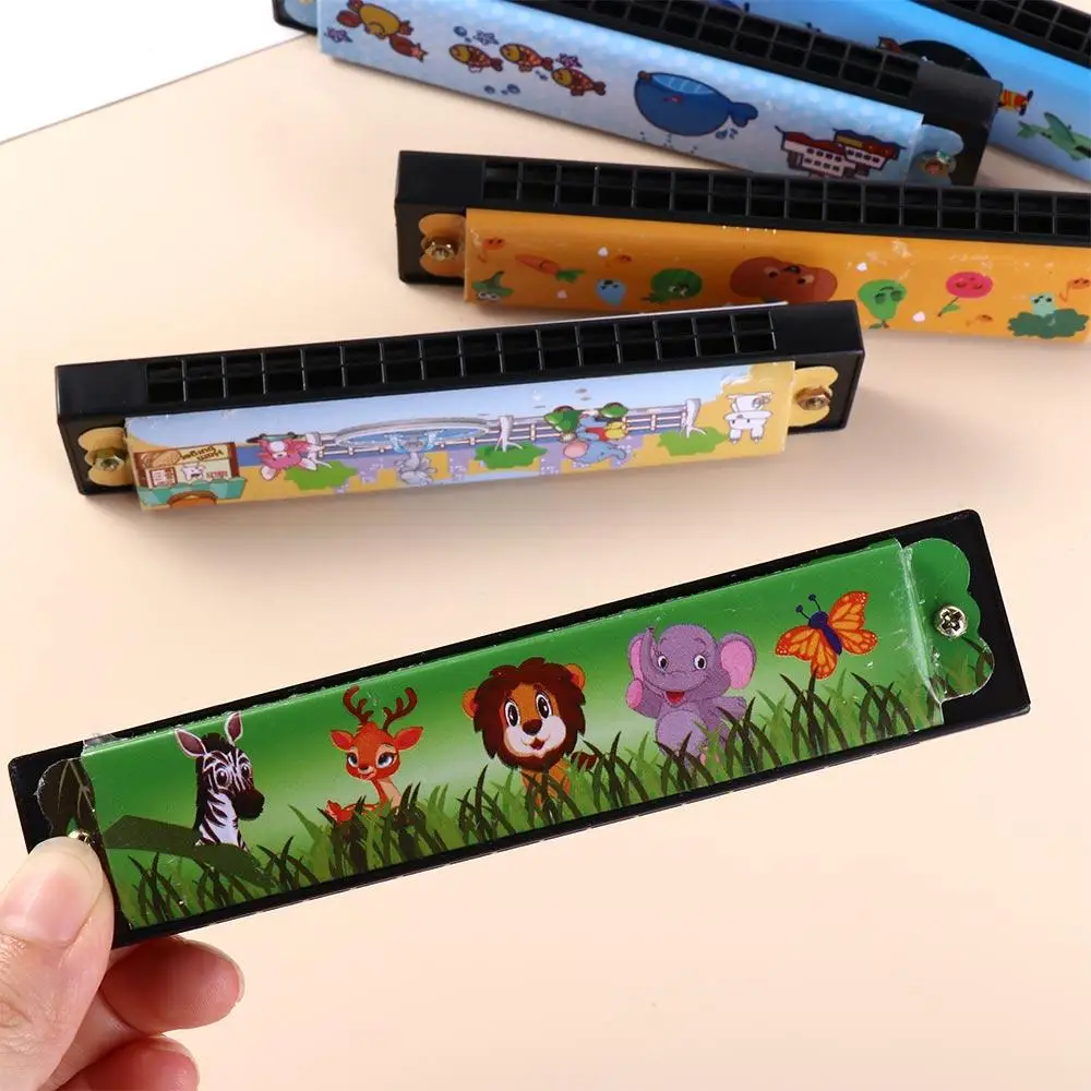 

Metal Painted Harmonica 16 Holes Educational 16 Holes Harmonica Cartoon Pattern Cute Mouth Organ Beginner