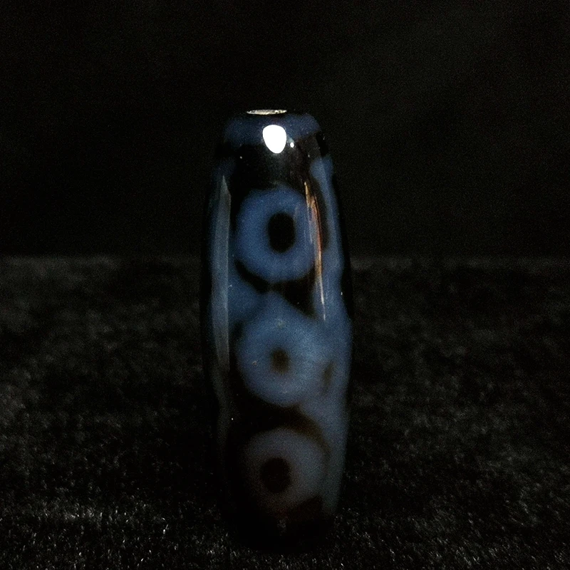 YIZHU CULTUER ART Size 4 × 1.4 cm Old China Tibet Agate 5 eye Bead Necklace Pendant Decoration Collection