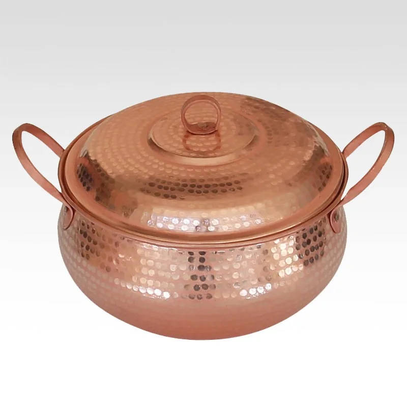 Handmade Thick Pure Copper Hot Pot Tin Lined Stew Soup Pot for Charcoal Gas Induction Cooktop