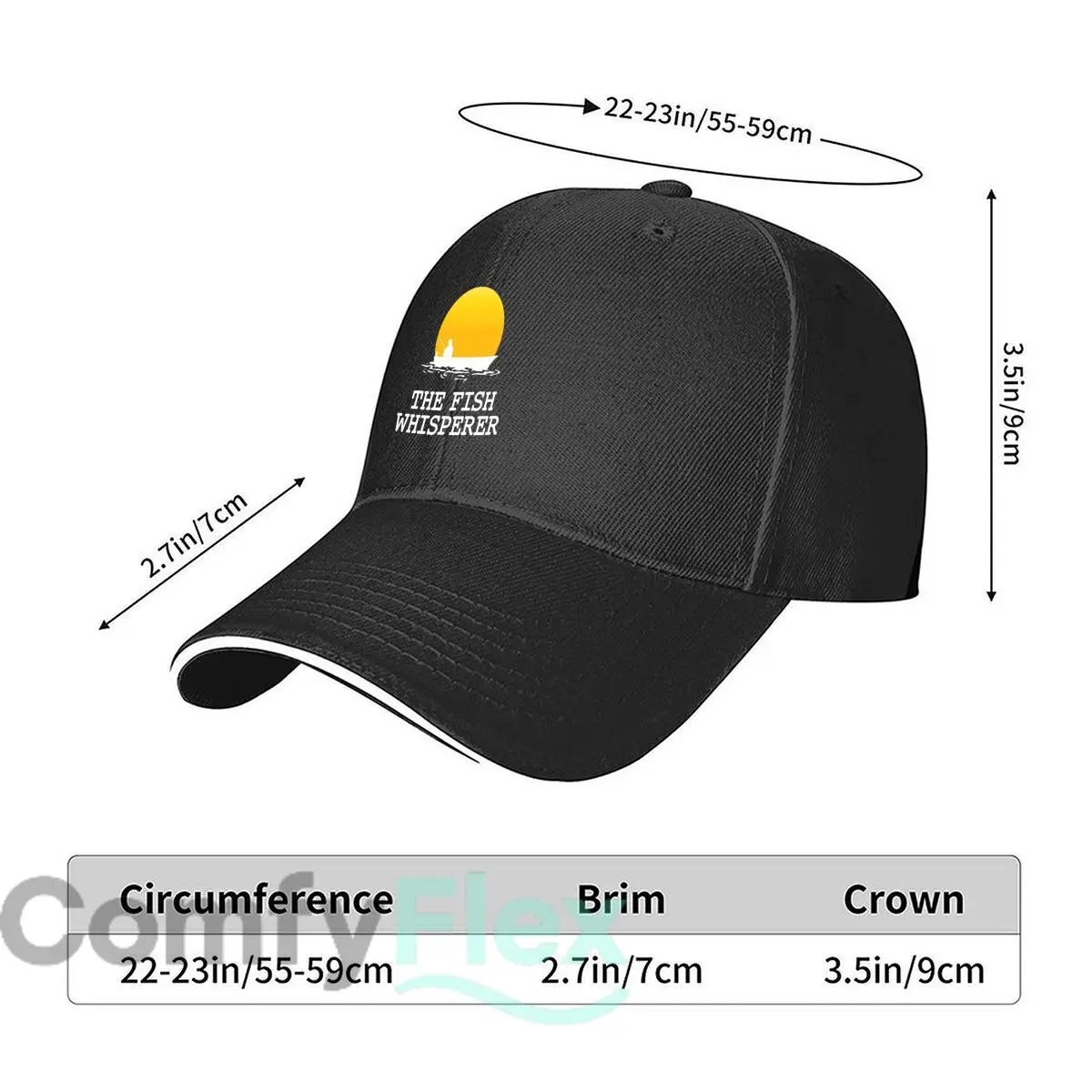 “The Fish Whisperer” Sunset Fisherman Silhouette Design Hip Hop hat Fashion Outdoor Sports Sandwich Baseball Cap