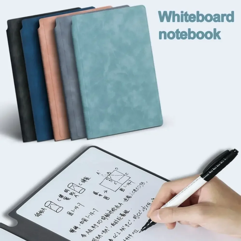 Smart Reusable Leather Notebook Leather A5 Erasable Small Whiteboard Notebook With Lined Pen Leather Portable Smart Drawing Pad