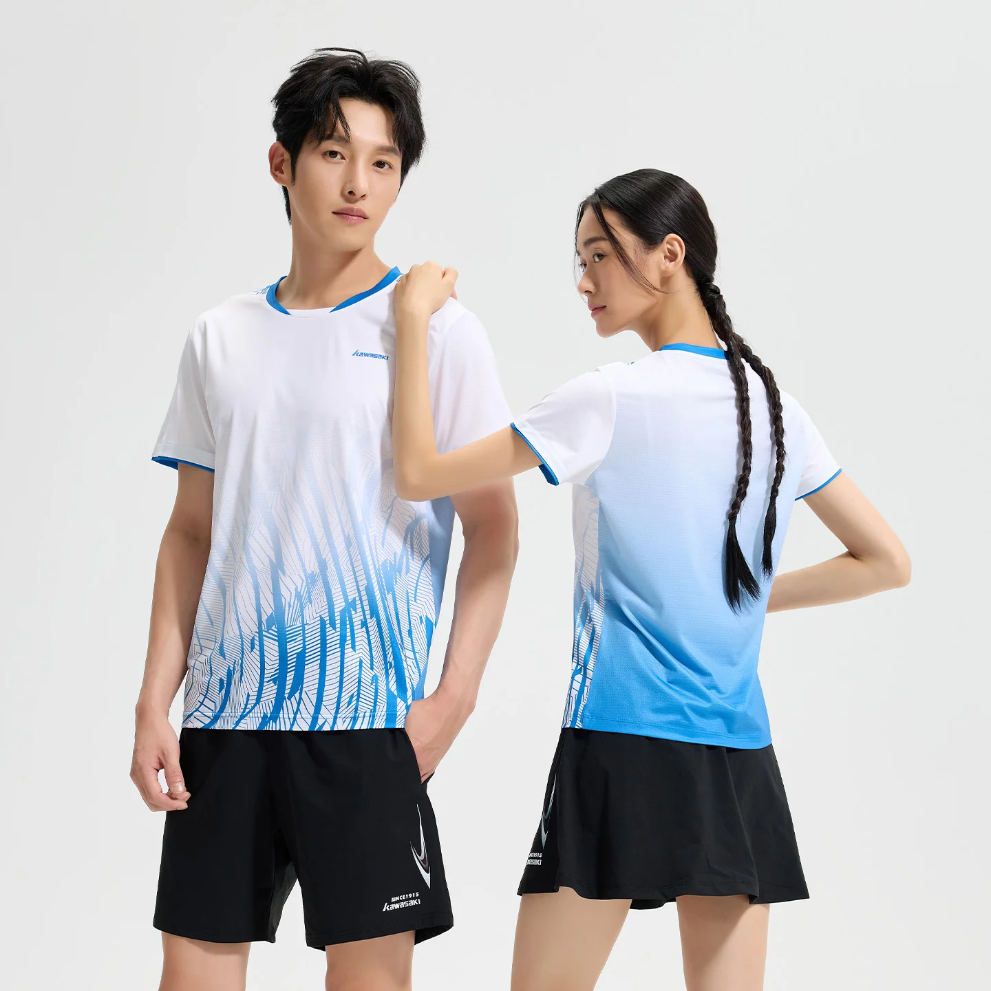 Kawasaki Men's T-Shirt Badminton Short Sleeved Tops Tee Breathable Quick-Drying T-Shirt Sport Shirt Women's Badminton Clothing