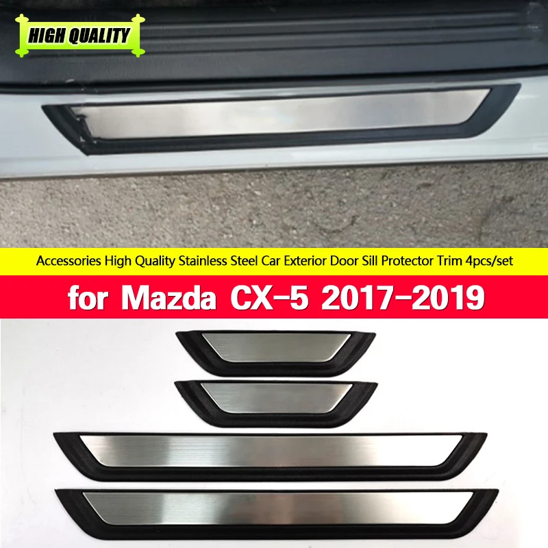 

4pcs/lot ABS Stainless Steel Door Sill Pedal Scuff Plate for Mazda CX-5 CX5 CX 5 KF 2017 2018 2019 Car Accessories Pedals