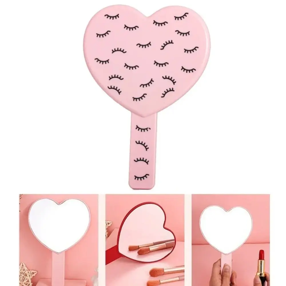 Cute Handheld Makeup Mirror New with Handle Creative Square Mirrors Travel Essentials Eyelash Pattern Portable Small Mirror