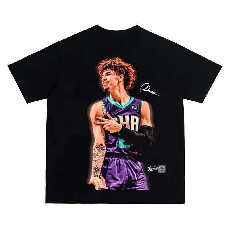 2026 LaMelo Ball T Shirt Unisex Basketball Graphic Tee Crewneck Streetwear Fan Top Trendy Daily Clothing Plus Size Apparel