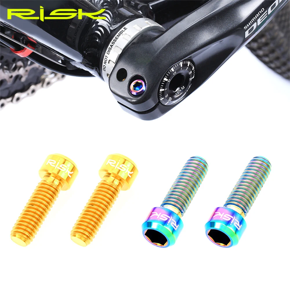 RISK Bicycle Crank Arm Bolt M20x8mm Titanium Mountain Road Bike Bottom Bracket Cap Chainwheel Crankset Screw BB Axis Screws