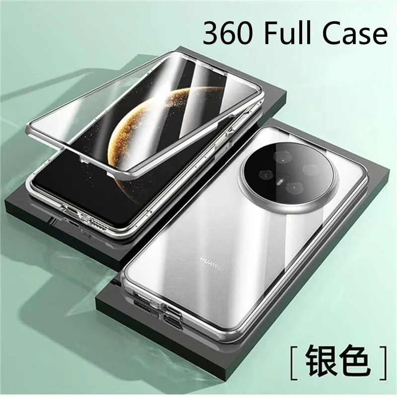 

Полный чехол на 360° для Huawei Mate 70 Pro 60 50 40 30 Mate50 50Pro, двухсторонний магнитный адсорбционный металлический корпус, заказывающее стекло, чехол