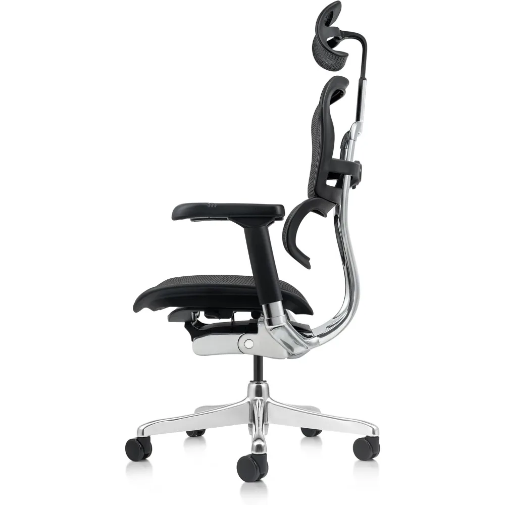 Eurotech GEN2 – High Back Black Mesh Office Chair with Adjustable and Flexible Lumbar Support – Headrest, Seat Slider, Armrests