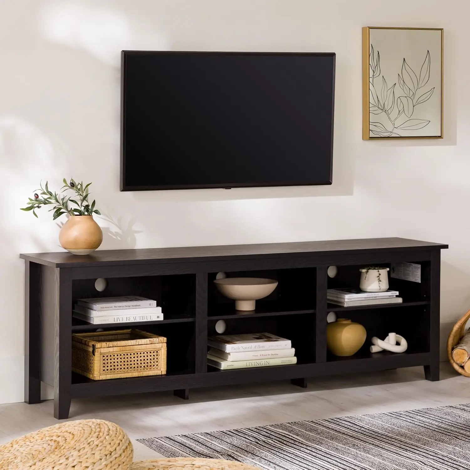 Wren classic 6 Cubby TV-Ständer für Fernseher bis zu 80 Zoll, 70 Zoll, schwarz