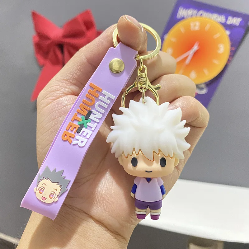 

New model HUNTER x HUNTER Action Figure Keychain Killua Zoldyck GON FREECSS Pendent Keyring Hisoka Chrollo Kurapika Car Key