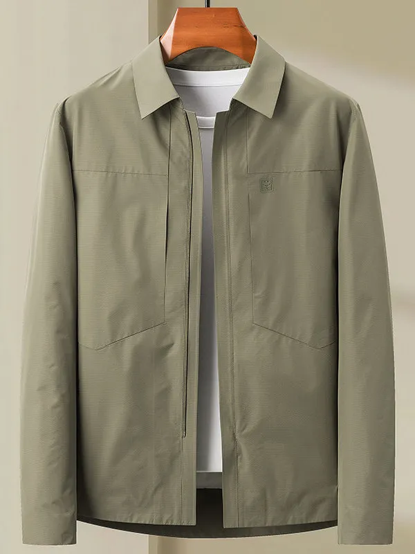 

Spring High-End Men's Busin Casual irt Collar Jaet Faionable Lightweight Luxury Turn-down Collar Versatile Top Outer...