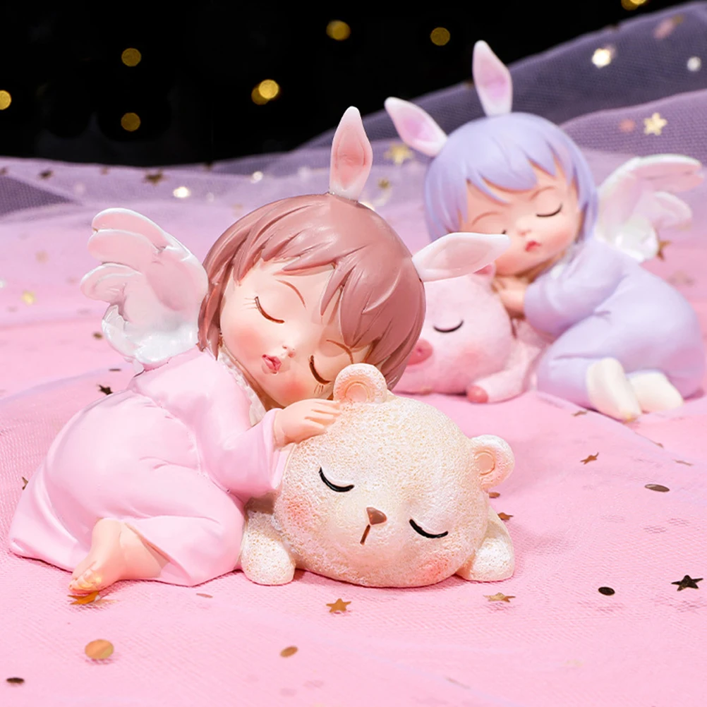 

2pcs Resin Lovely Cake Decoration Cartoon Angel Home Ornament Party Supply Birthday Decor Table Bookshelf Dining Decoration