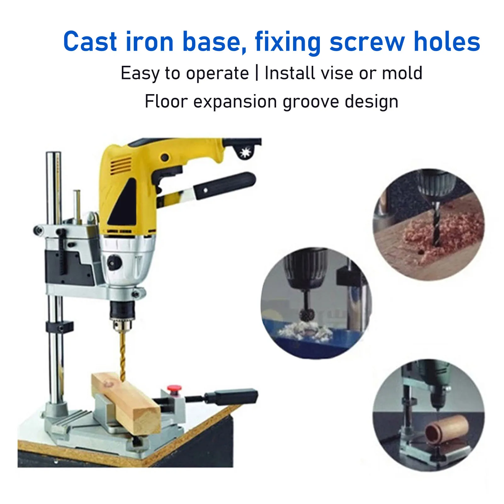 

Universal Bench Drill Stand Aluminum Alloy Press Drilling 80mm Stroke & Vise for Power Tools Accessories Woodworking/Metalworkin