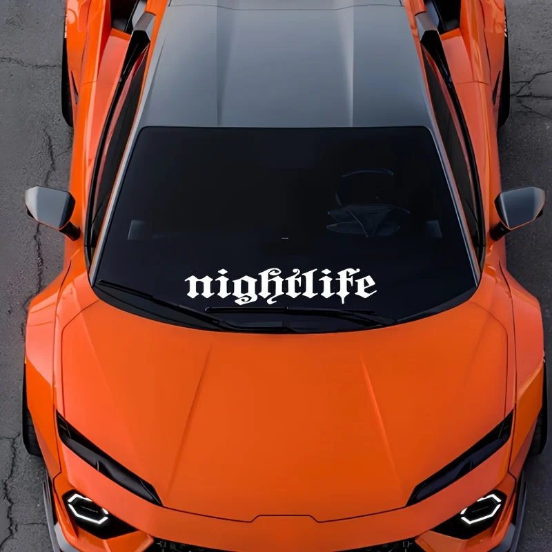 ملصق للزجاج الأمامي للسيارة من Nightlife - لمسة نهائية متينة غير لامعة، سهل الاستخدام والإزالة، الحجم Is21.9x4.1 بوصة