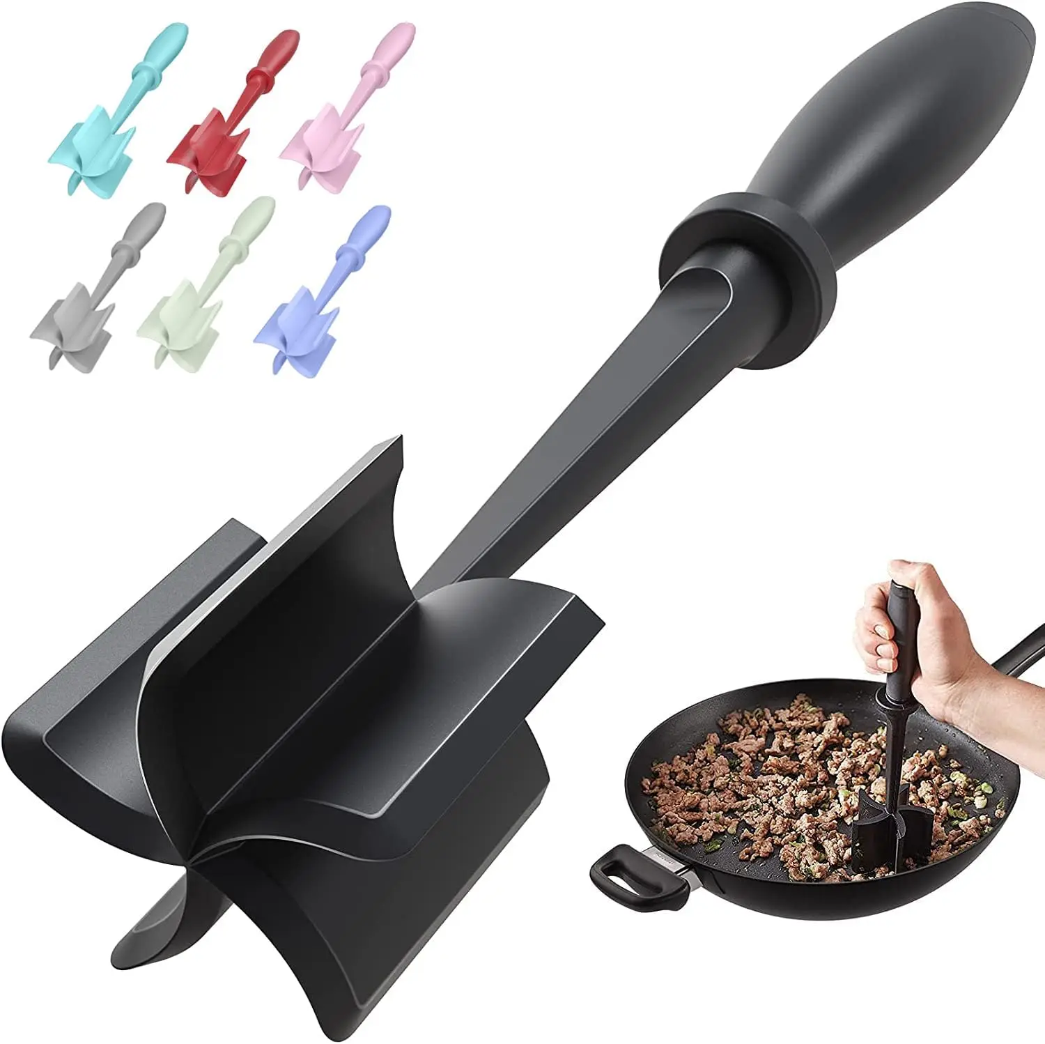 Meat Chopper Hamburger Grinder, Kitchen Smasher for Ground Beef | Heat Resistant, 5 Nylon Blade, Burger Grinder Potato Mix Tool,