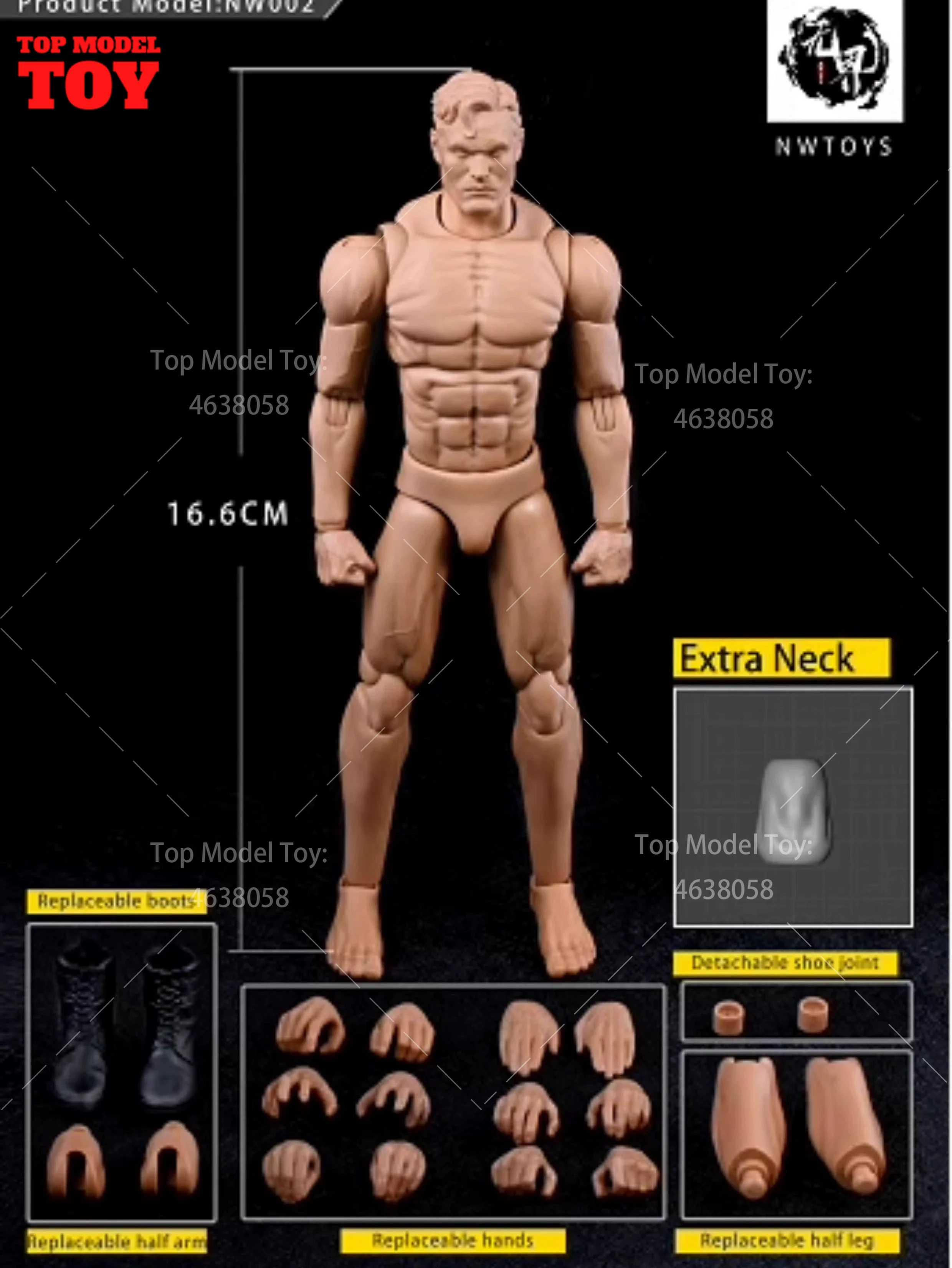 NWTOYS NW002 1/12 Male Soldier Body Medium Muscle Super Flexible Joint Body With Head Replaceable Boots 6