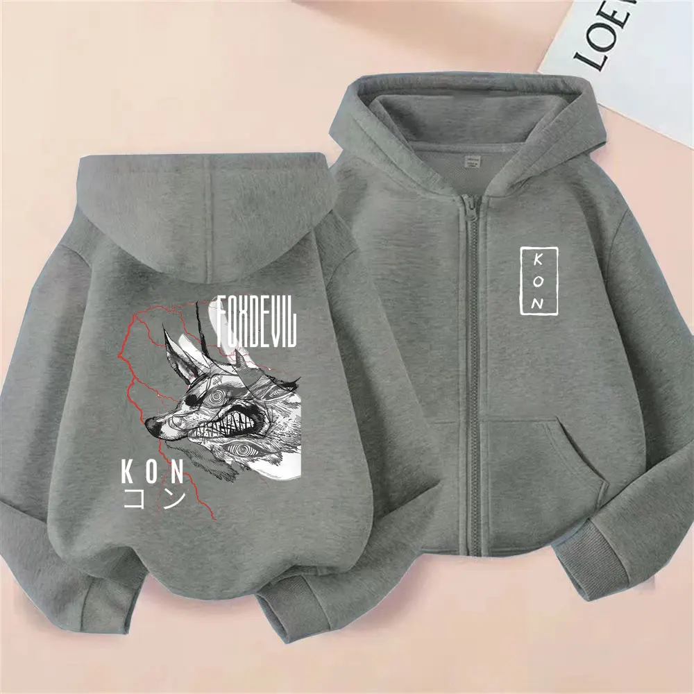 أنيمي بالمنشار رجل هاياكاوا آكي استدعاء الثعلب الشيطان كون الجرافيك قلنسوة بسحاب الرجال النساء مانغا موضة الشارع المتضخم زمم معطف