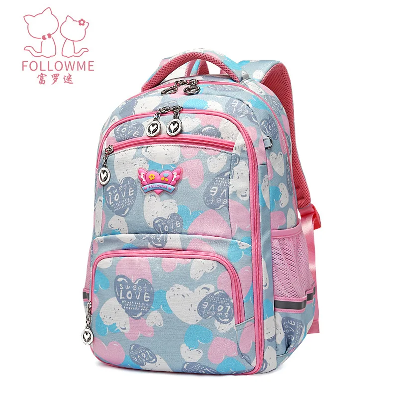 

Multi-functional Elementary Students Girls Schoolbag Love Side Open Large Capacity Kids Backpacks 1-6 Grades Children Book Bag